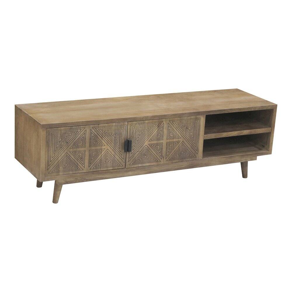 Front. Starlight Canyon Home - Brown Wood TV Console – Entertainment Center of 56 Inch Wide for Living Room - Gray.