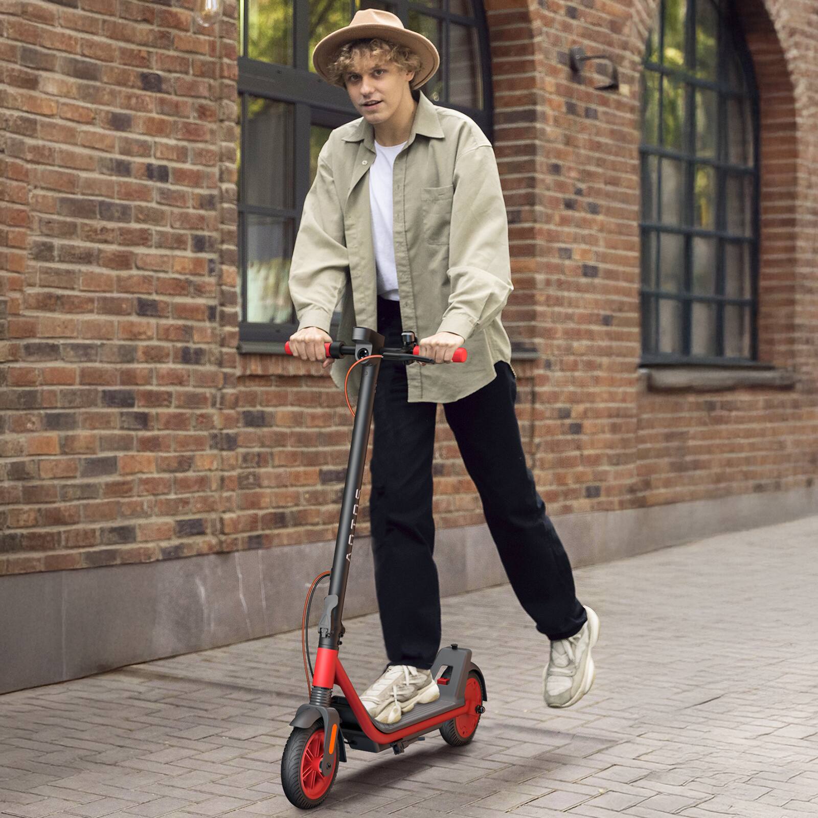 Alt View 7. Aotos - A1A Electric Scooter for Adults - 12.5 Max Miles Range - 15.5 MPH Max Speed - Smart APP Control - Red.