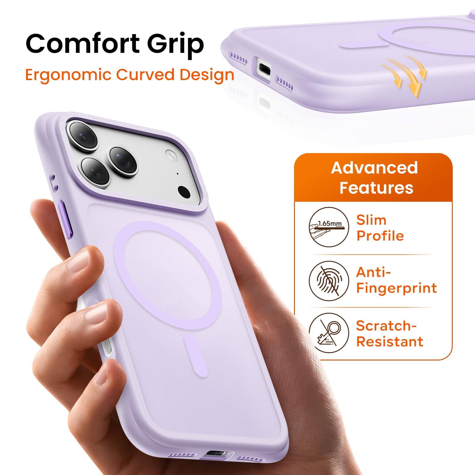 Comfort Grip  
Ergonomic Curved Design  

Advanced Features  
1.65mm Slim Profile  
Anti-Fingerprint  
Scratch-Resistant