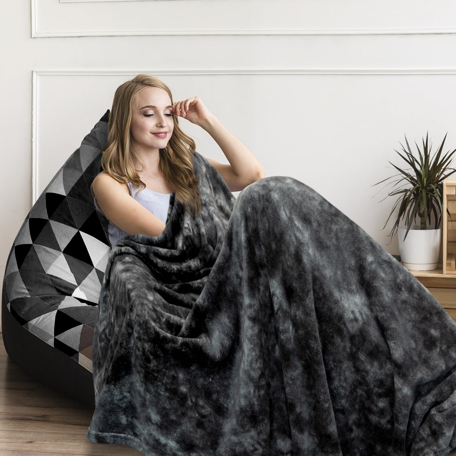 Alt View 2. Refined Abode Design - Throw Blanket For Couch Dark Faux Fleece Flannel Blankets Men And Women Soft Lightweight Chair Sofa Bed sm - 3d Navy Leopard Print Fleece (50x60 IN).