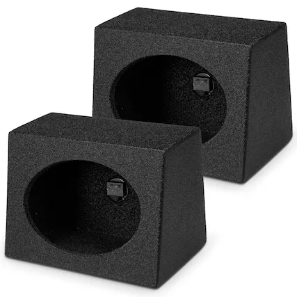 Front. QPower - Q Power Q-Bomb QTW6X9 6x9" Car Wedge Speaker Boxes with Bedliner Spray, Pair - Black.