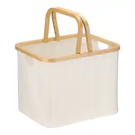 Unique Bargains - 15.9 x 13 x 16.5" Storage Baskets for Shelves, Foldable Fabric Closet Bins with Handles for Comforter, Blanket, Pillows - Beige