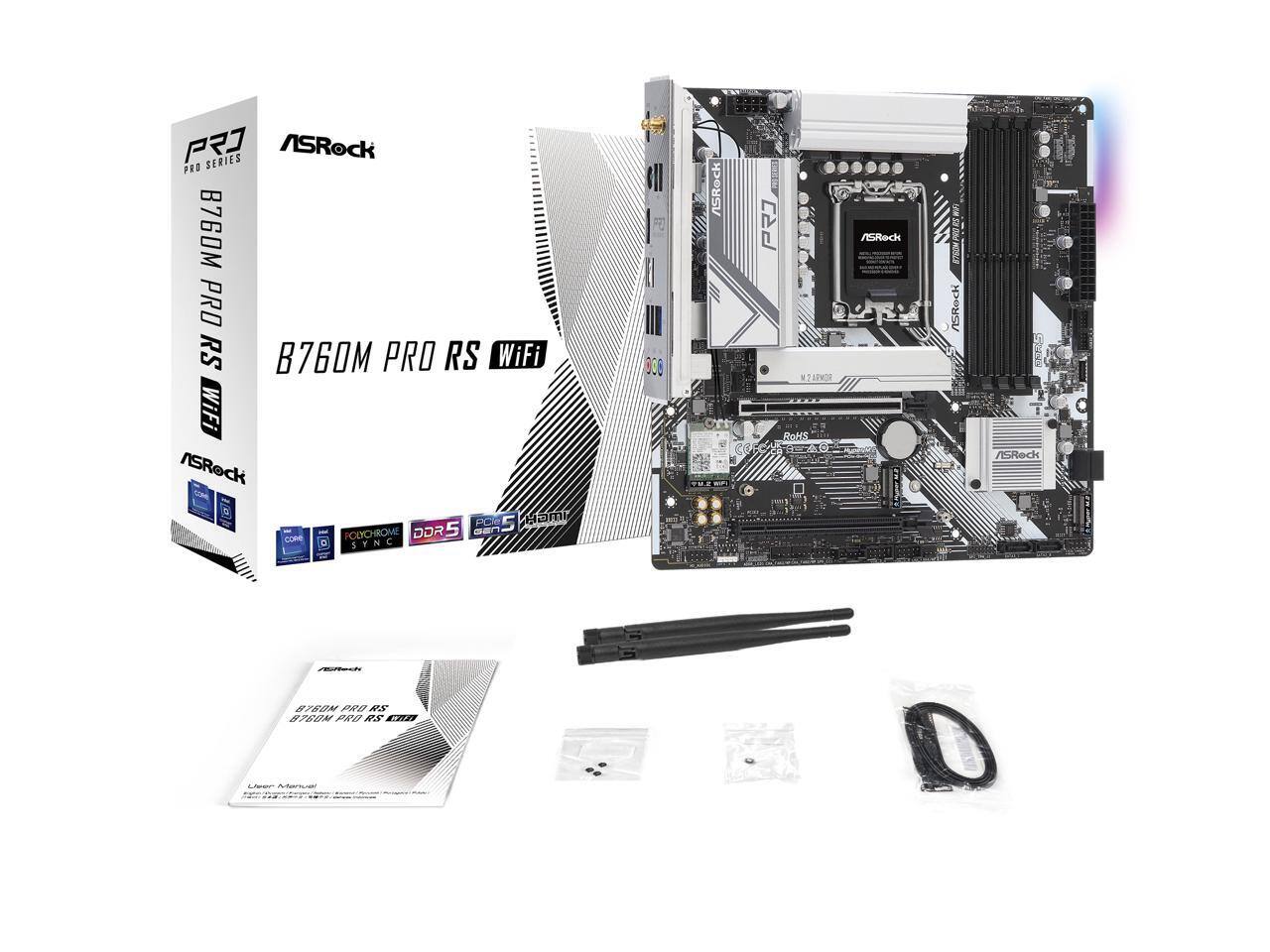P Series ASRock B760M PRO RS WiFi  
ASRock PC  
POLYCHROME SYNC  
DDR5  
ASRock I P AV  
ROMS 5D  
AGRed  
ASRock I Red  
EN @780M PRO 4S  
B760M PRO RS CTB