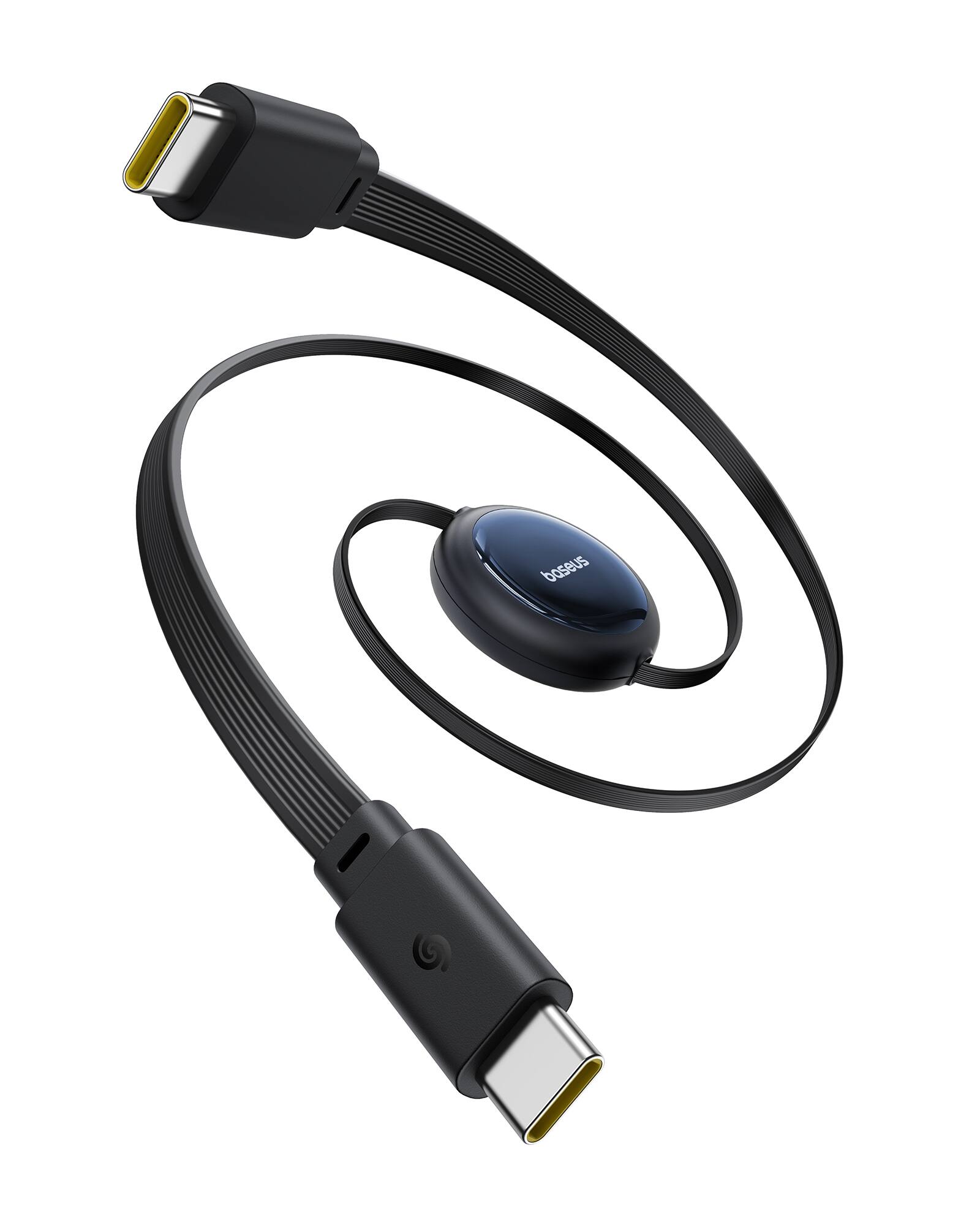 Back. Baseus - Baseus Retractable USB-C to USB-C Cable, 100W Fast Charging, 4.9ft, 6-Stage Length Control, Black - Black.