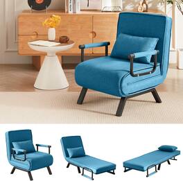 Trinkets Crazed - 5 in 1 Folding Sofa Bed Chair Convertible Sleeper Chair Bed - Blue