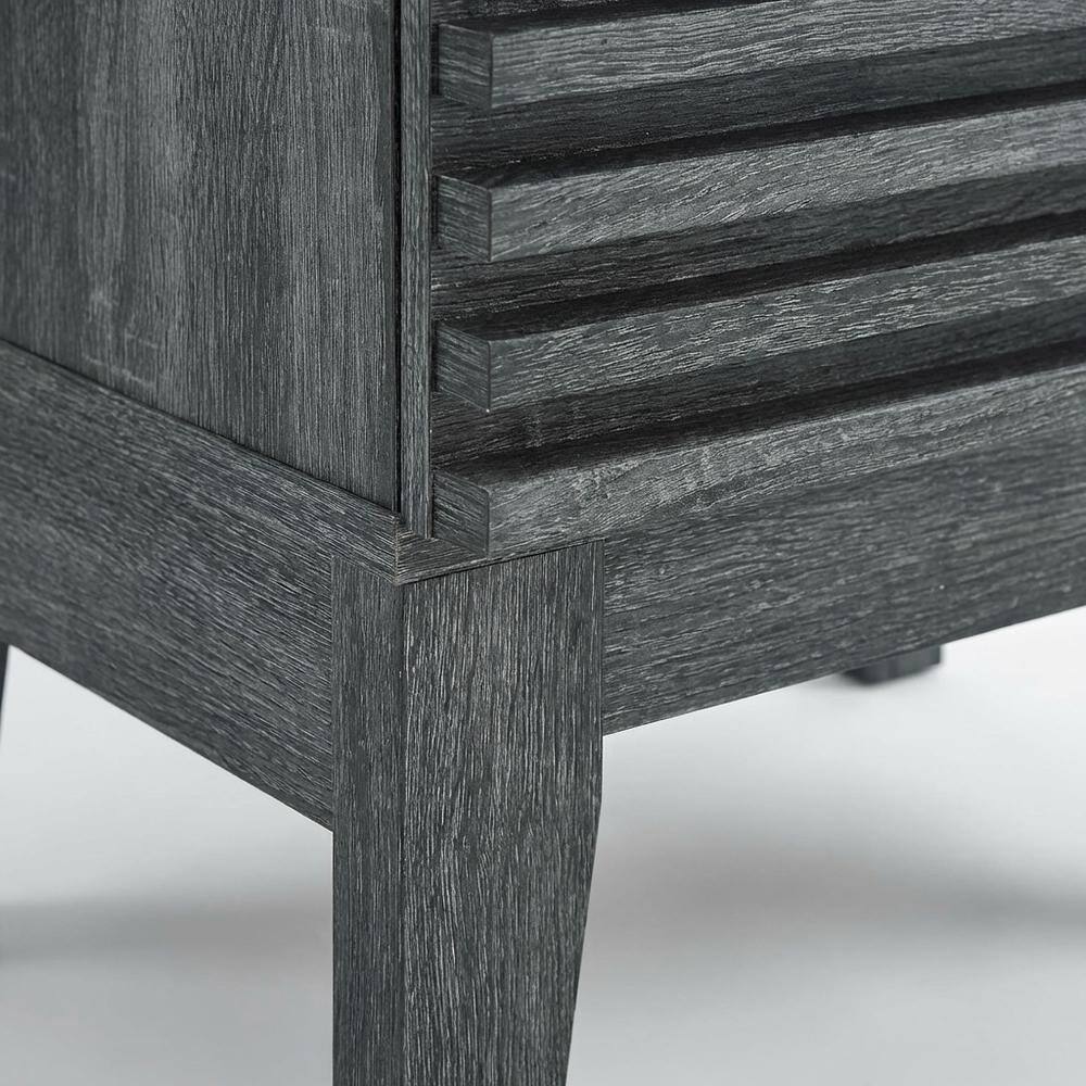 Alt View 1. FurniFact - Two-Drawer Nightstand in Gray Finish with Sturdy Build and Modern Style - Gray.