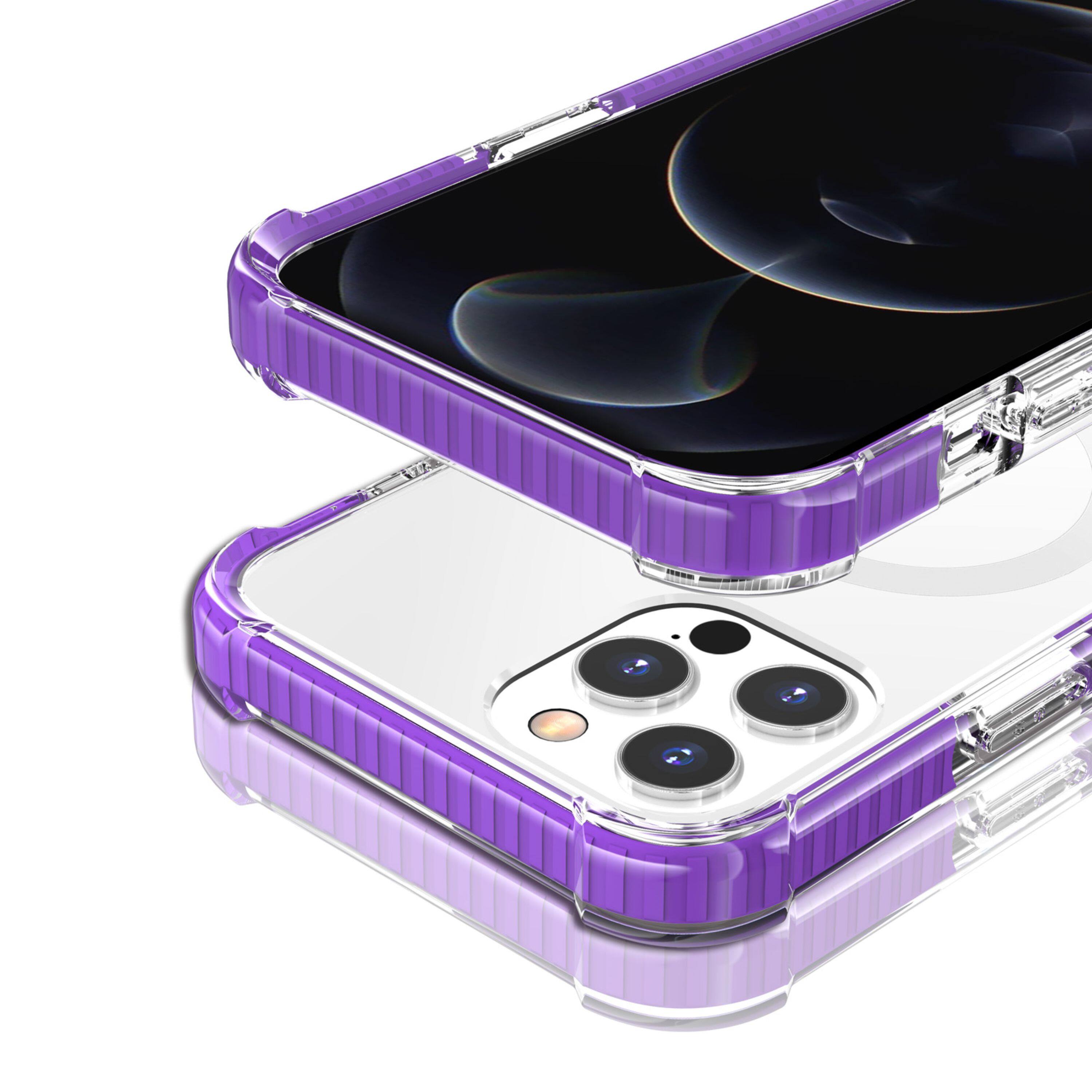 Left. Kitcheniva - Magnetic Acrylic Hybrid Case With 2 Pcs Tempered Glass For iPhone 15 Plus Purple - Purple.