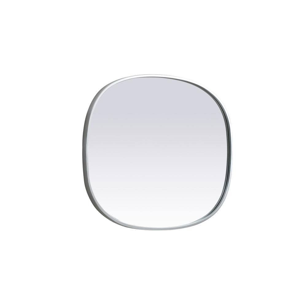 Left. Elegant Decor - Metal Frame Oval Mirror 24x30 Inch in Silver - Silver.