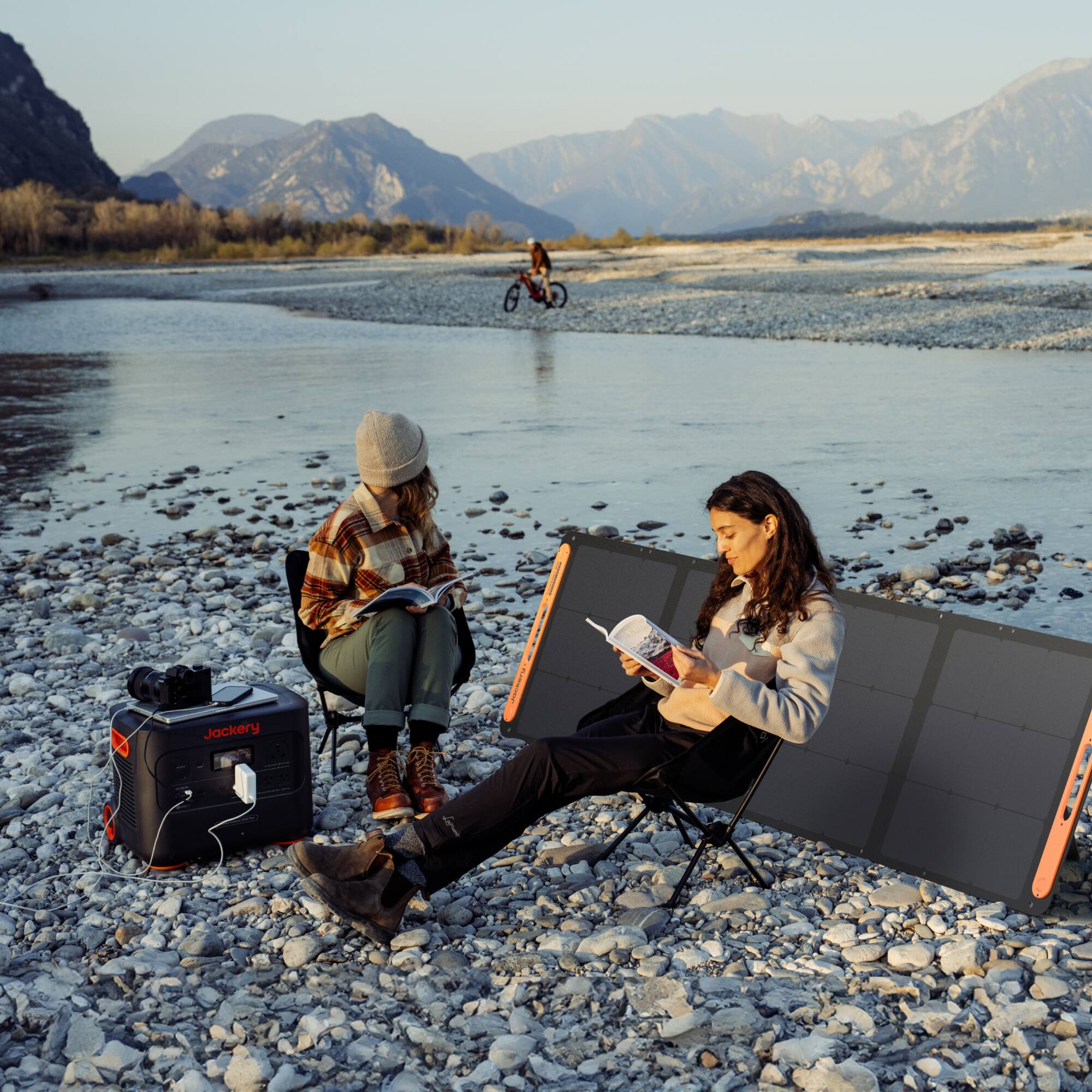 Alt View 5. Jackery - Explorer 2000 Plus Expandable Portable Power Station + Two 200W Solar Panels (Ships in multiple packages) - Black.