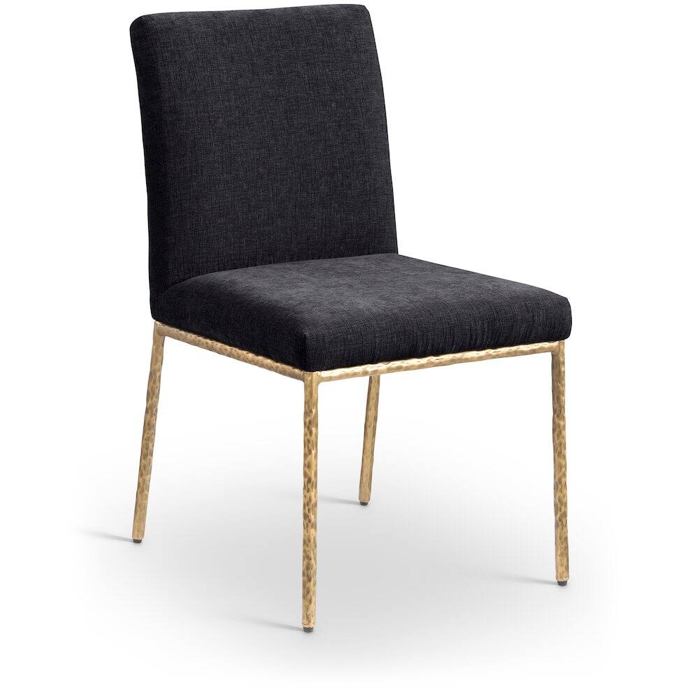 Alt View 1. Meridian Furniture - Reeves Black Chenille Fabric Upholstered Dining Side Chair, Set of 2 - Gold.
