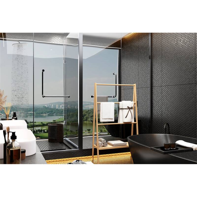 Alt View 1. ALEXOUN - Bamboo Ladder Towel Rack with Storage Shelf - 30.16" x 12.01" x 51.69", Bamboo, Chinese Style, Suitable for Bathroom - Neutral.