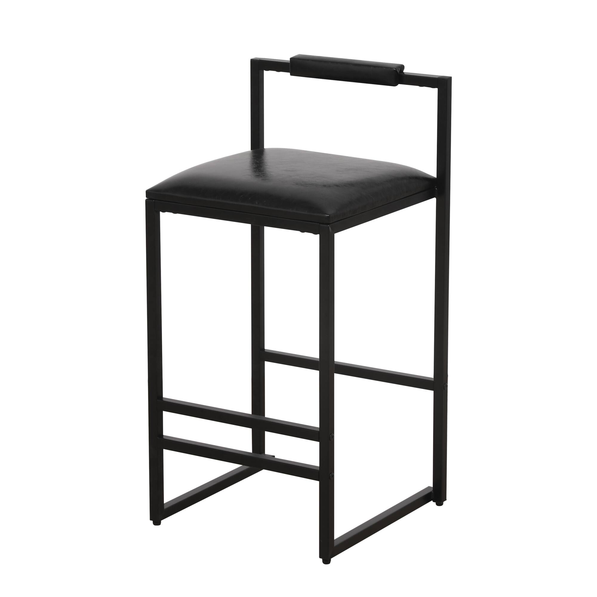 Alt View 6. GOODSILO - Set of 2 Modern Counter Height Barstools with Upholstered Seats and Metal Legs for Kitchen and Dining Areas - Black.