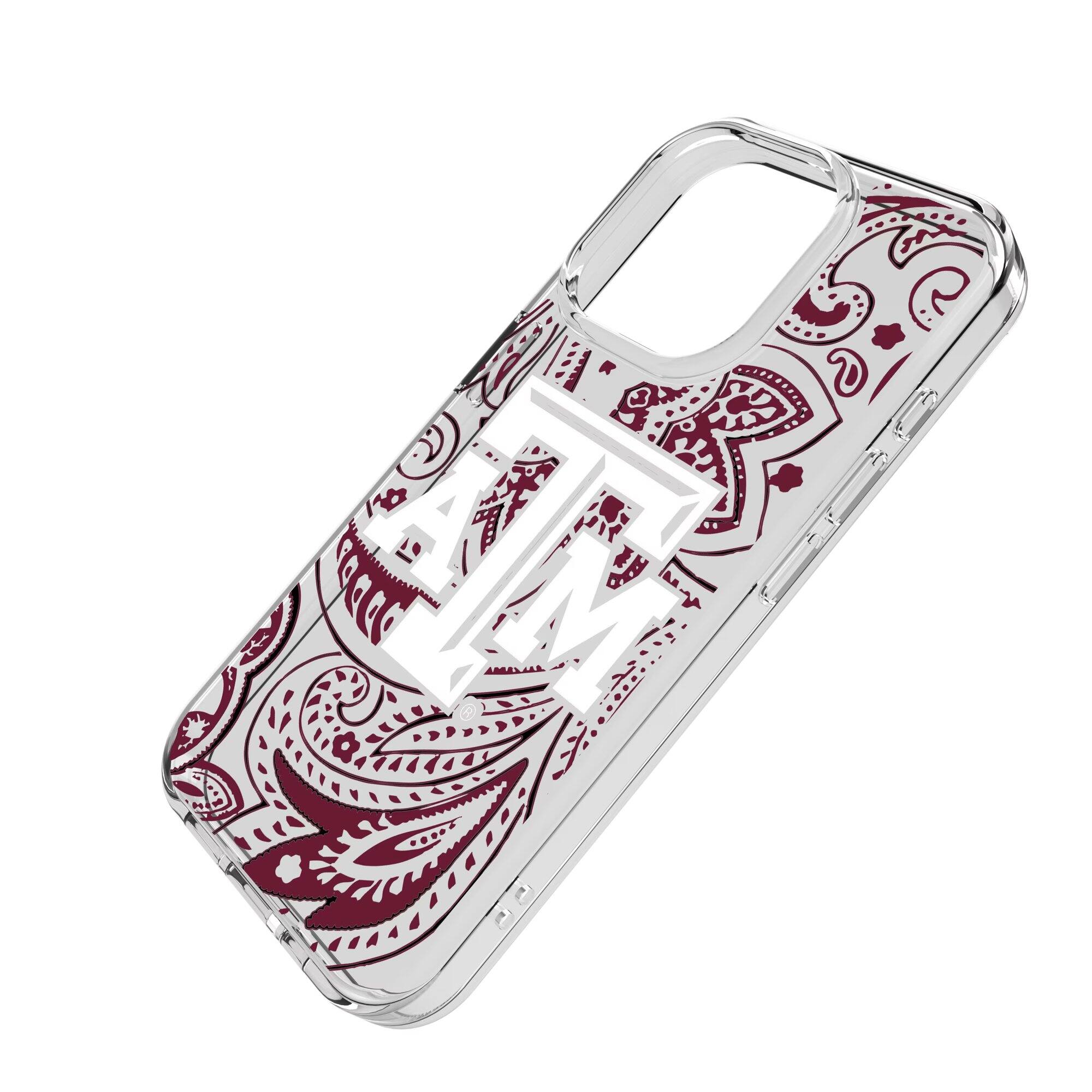 Alt View 1. Keyscaper - Texas A&M Aggies Paisley iPhone Clear Case - 16 Pro - Multicolor.