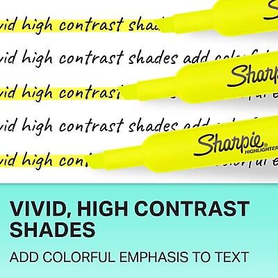 Vivid high contrast shades add colorful emphasis to text. Sharpie Highlighters.