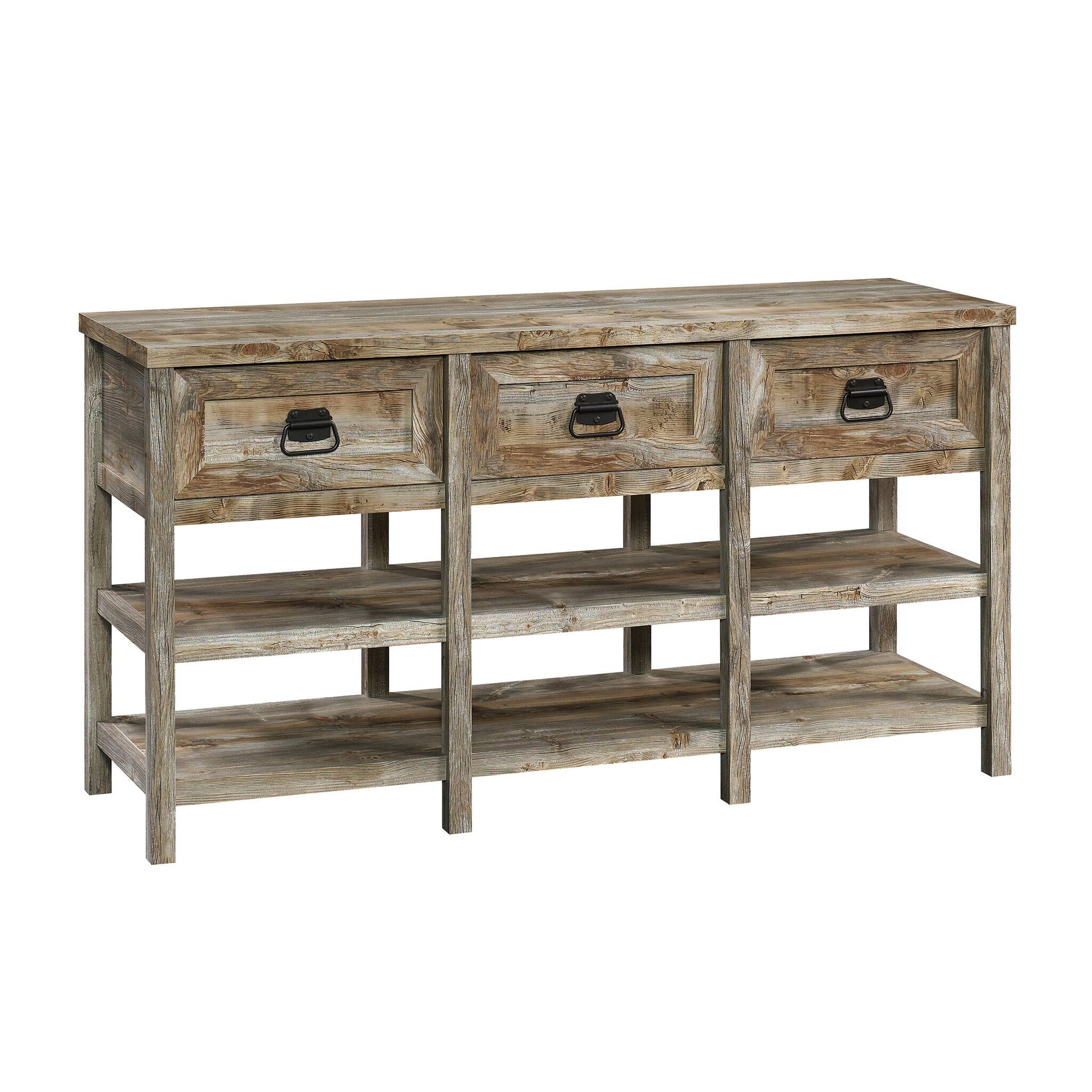 Angle. Sauder - Granite Trace Entertainment Credenza - Rustic Cedar.