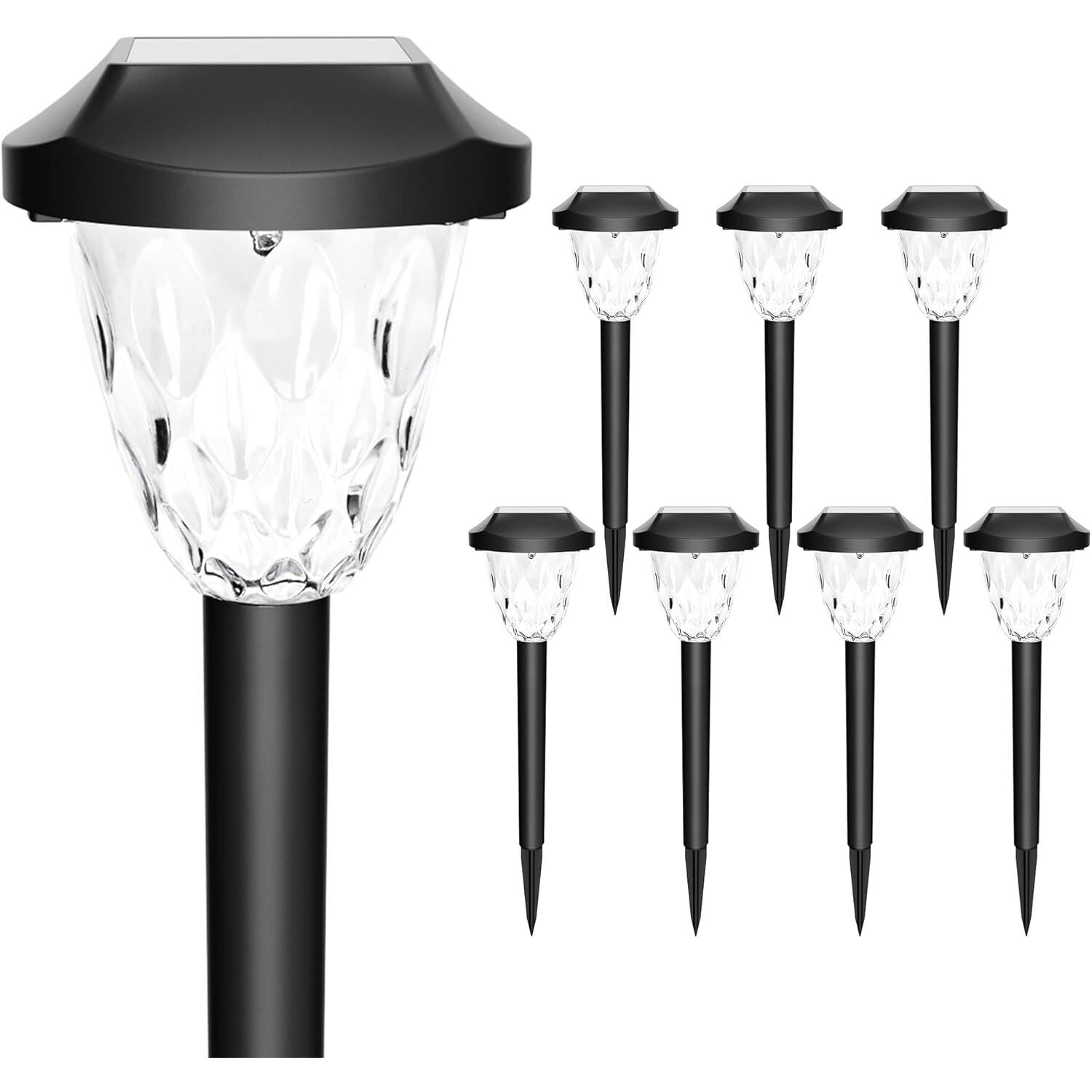 MOSZAR LLC 8 Pack Solar Pathway Lights – Outdoor Waterproof