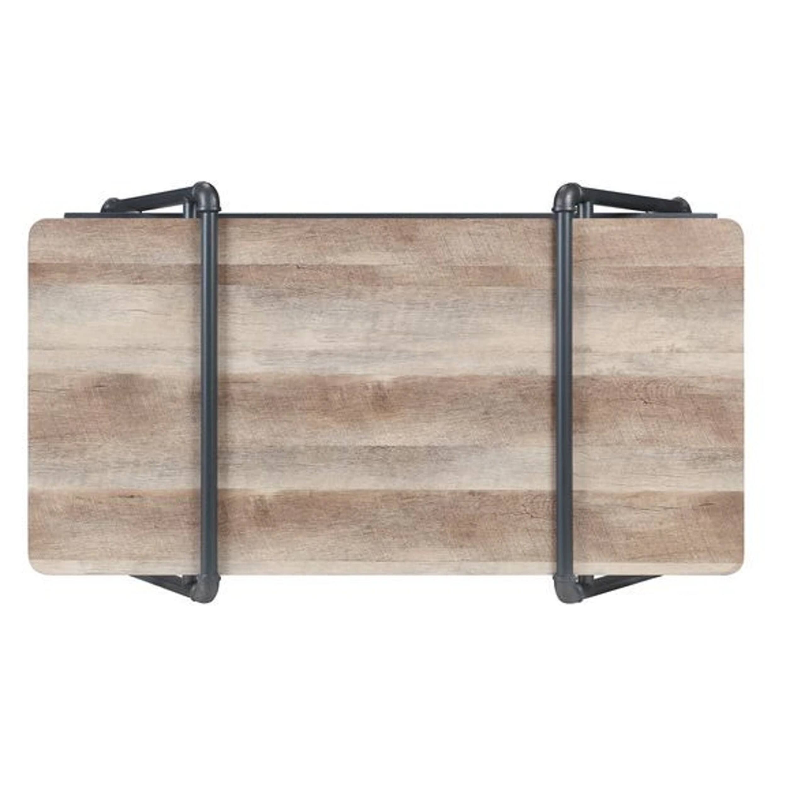 Alt View 1. Manhattan Lane - Coffee Table with Wooden Top and Mesh Shelf - Brown and Black.