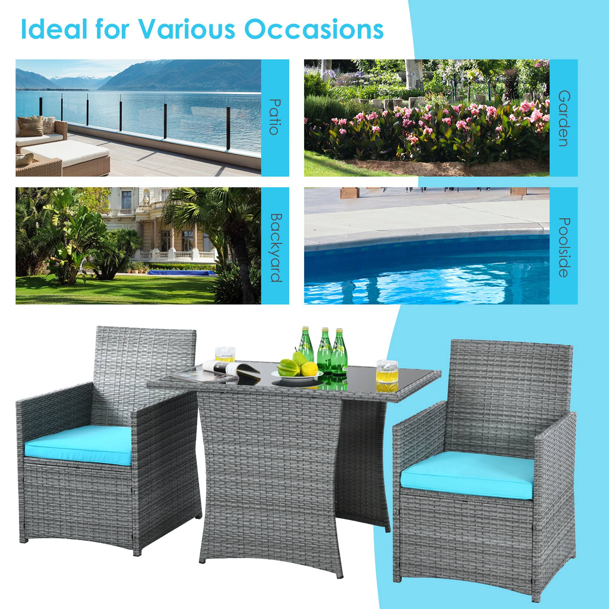 Ideal for Various Occasions

- Patio
- Garden
- Backyard
- Poolside