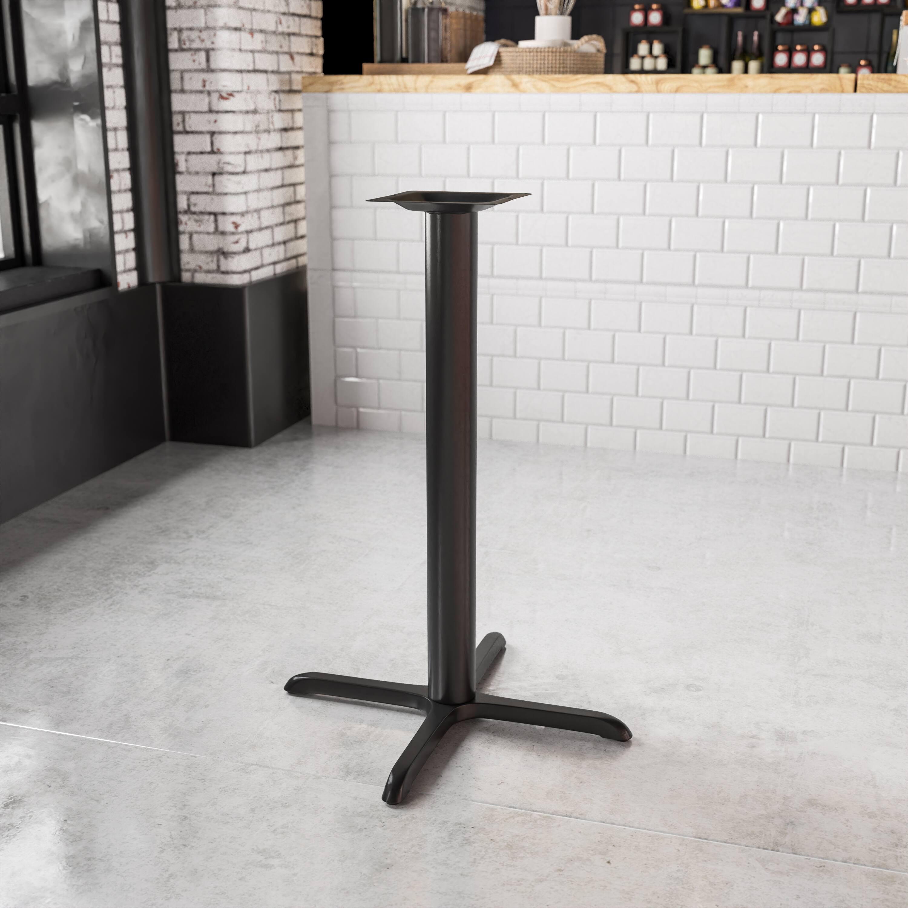 Angle. Flash Furniture - Beverly 33'' x 33'' Restaurant Table X-Base with 4'' Dia. Bar Height Column - Black.