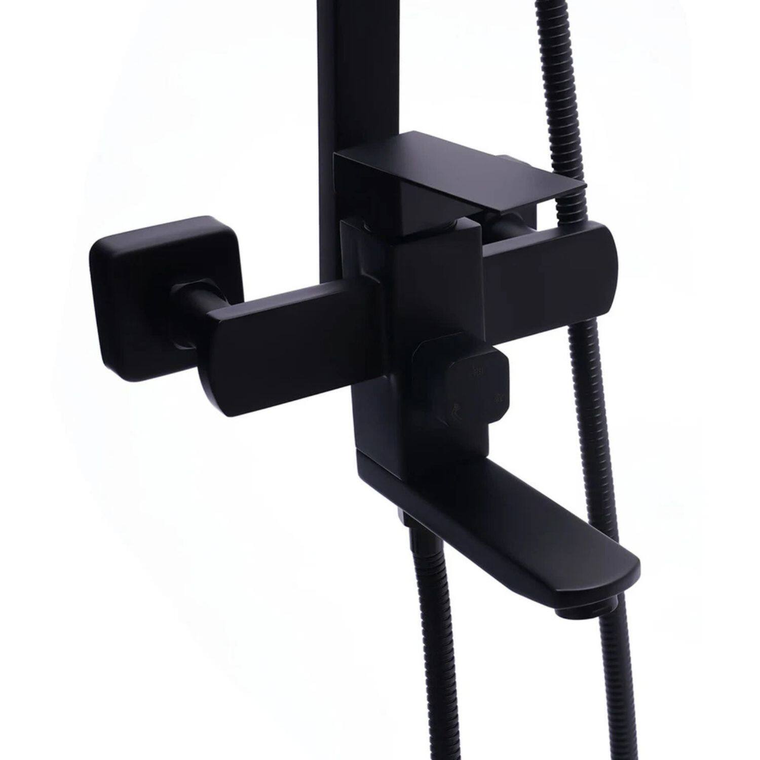 Back. Home Collection - Shower Faucet Set with Mixer Valve Kit – Rainfall Shower Head Combo System, Wall Mount - Matte Black.