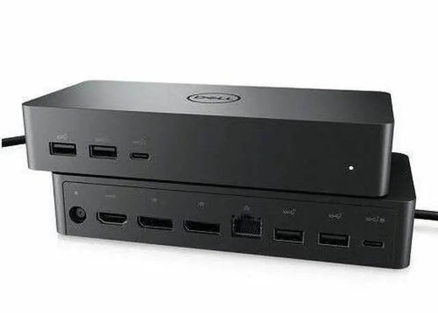 Angle. Dell - Universal USB-C Docking Station UD22 with HDMI DisplayPort Ethernet Cables Bundle - Black (Black).