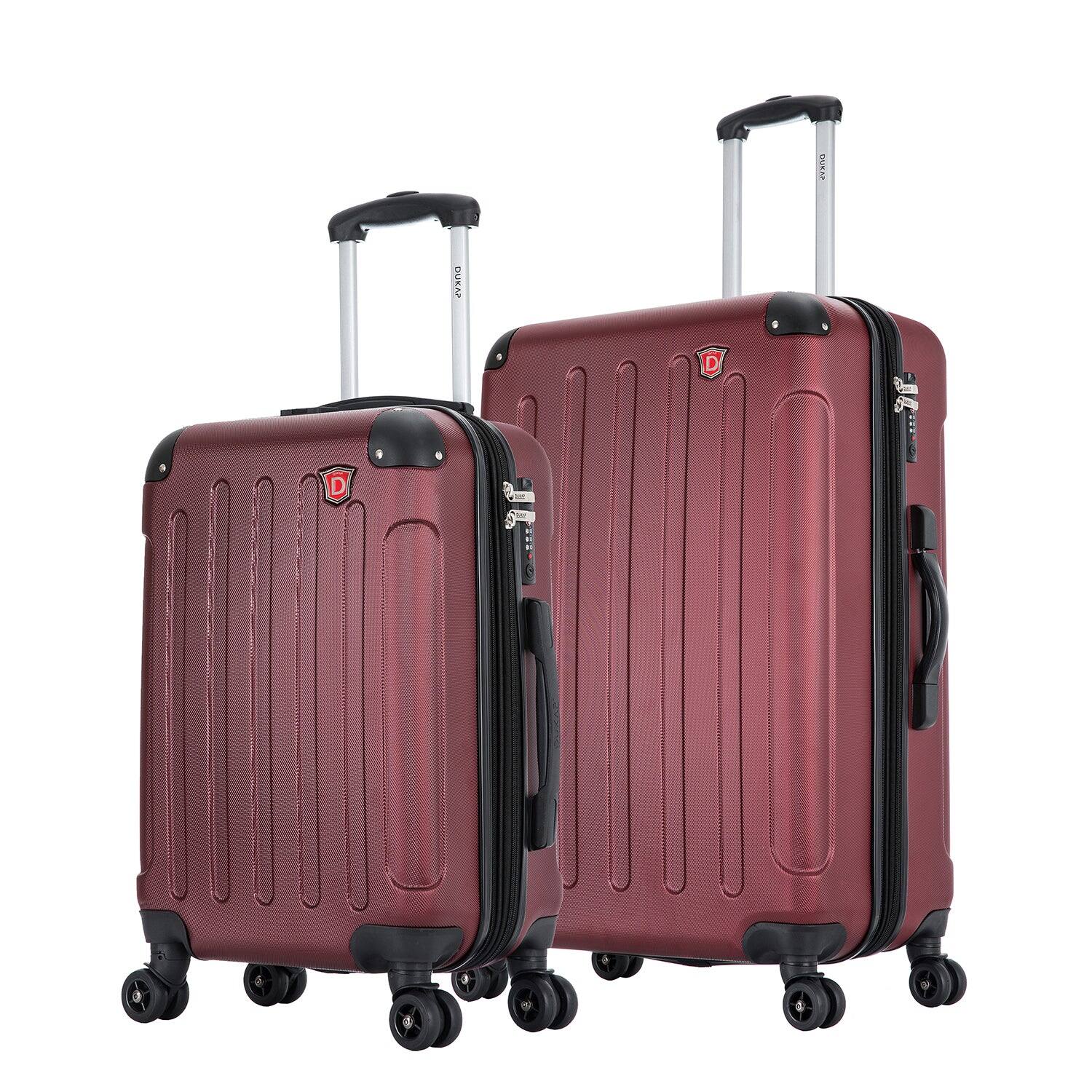 Front. DUKAP - Intely Smart Hardside 2 Piece Luggage Set 20"/28" with USB and integrated weight scale - WINE.
