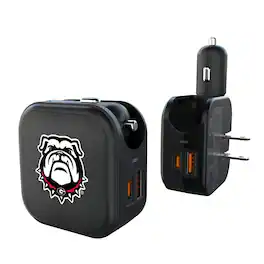 Keyscaper - Georgia Bulldogs 2-in-1 USB A/C Charger - Black