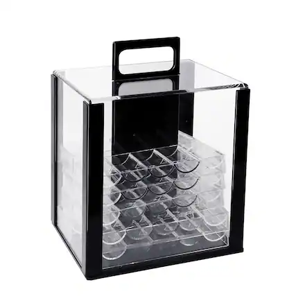 Front. GSE Games & Sports Expert - 1,000pcs Poker Chip Cases, Casino Grade Acrylic Poker Chips Carrier with 10 Poker Chip Trays.