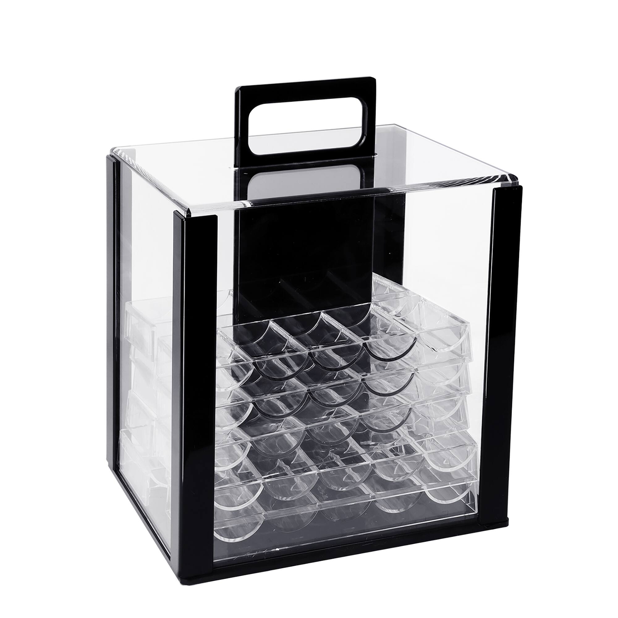 Front. GSE Games & Sports Expert - 1,000pcs Poker Chip Cases, Casino Grade Acrylic Poker Chips Carrier with 10 Poker Chip Trays.