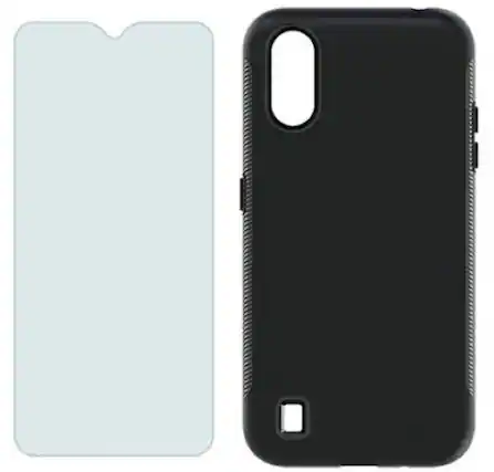 Front. Verizon - Verizon Case and Blue Light Protector for Samsung Galaxy A01 - Black.