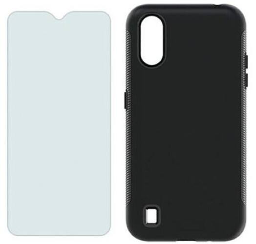 Front. Verizon - Verizon Case and Blue Light Protector for Samsung Galaxy A01 - Black.
