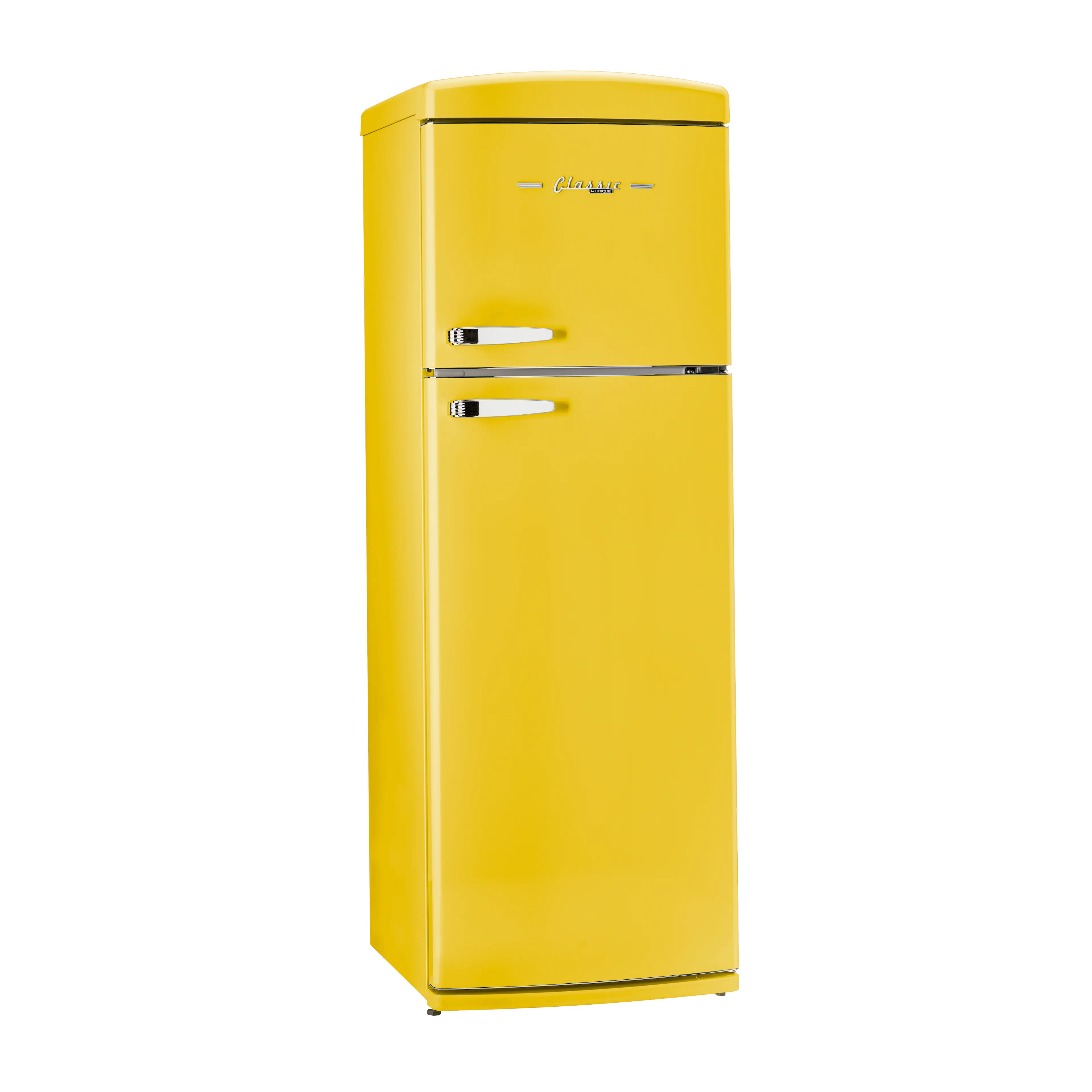 Angle. Unique Appliances - 24 in. Wide Classic Retro 11 cu.ft. Top Freezer Refrigerator - Canary Yellow.