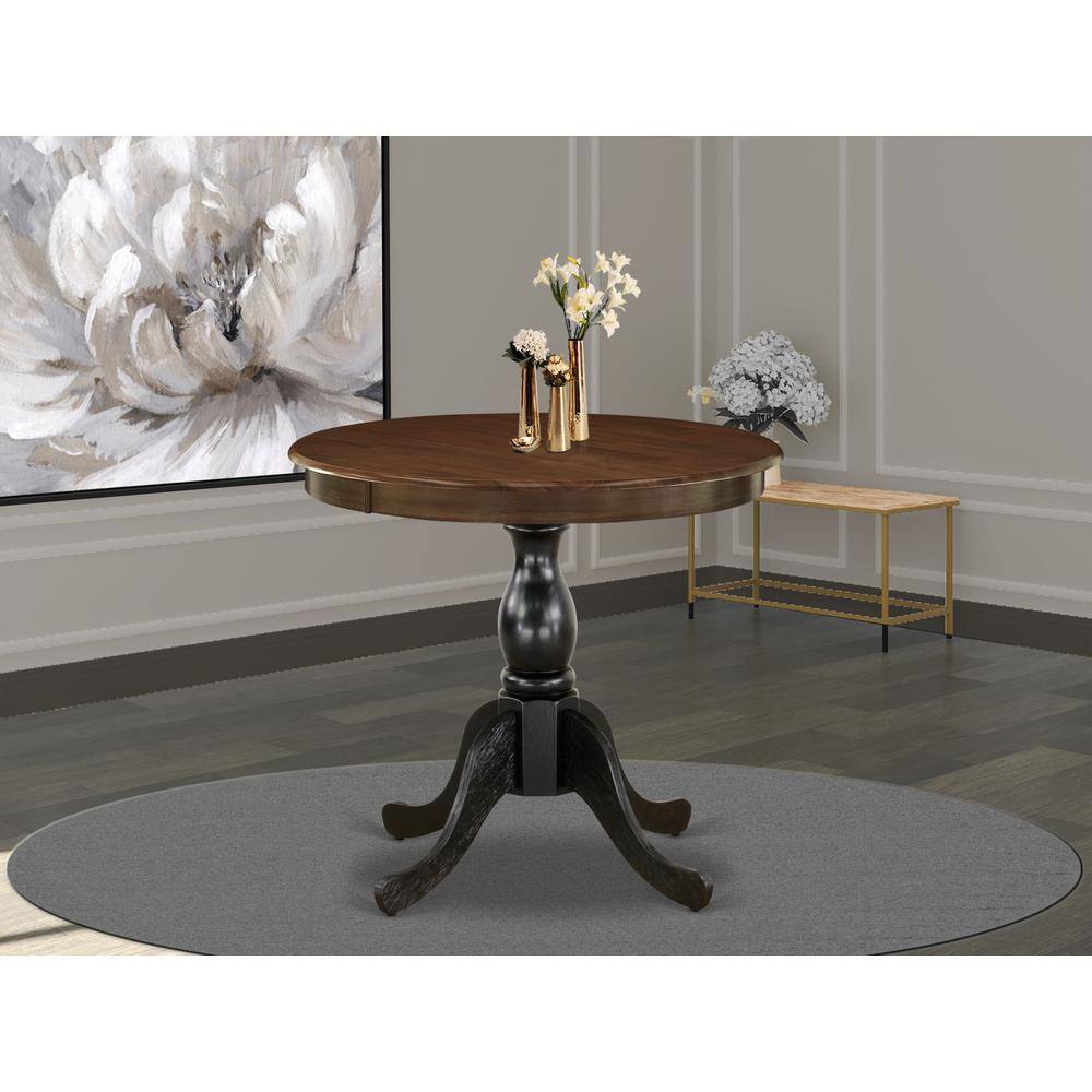 Angle. East West Furniture - East West Furniture Kitchen Table - Walnut Table Top and Black Pedestal Leg Finish - Multi-Color.