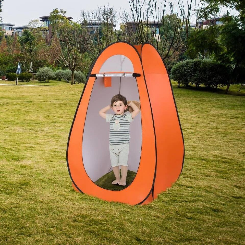 Left. Home Collection - Portable Pop-up Camping Toilet Shower Privacy Tent Orange - Orange.