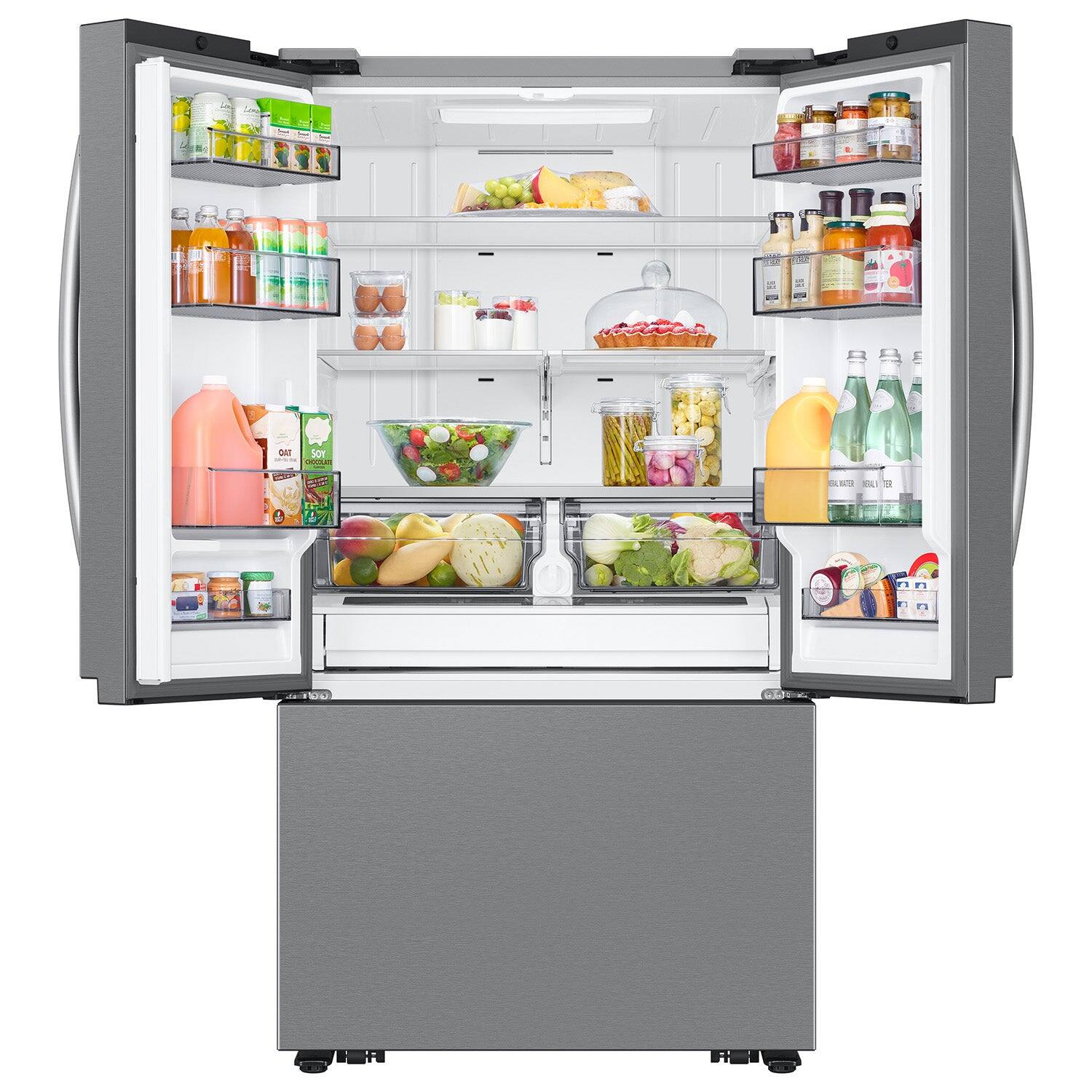 Alt View 19. Samsung - Bespoke AI 32 cu. ft. Mega Capacity 3-Door French Door Refrigerator with Auto Ice Maker - Stainless Steel.