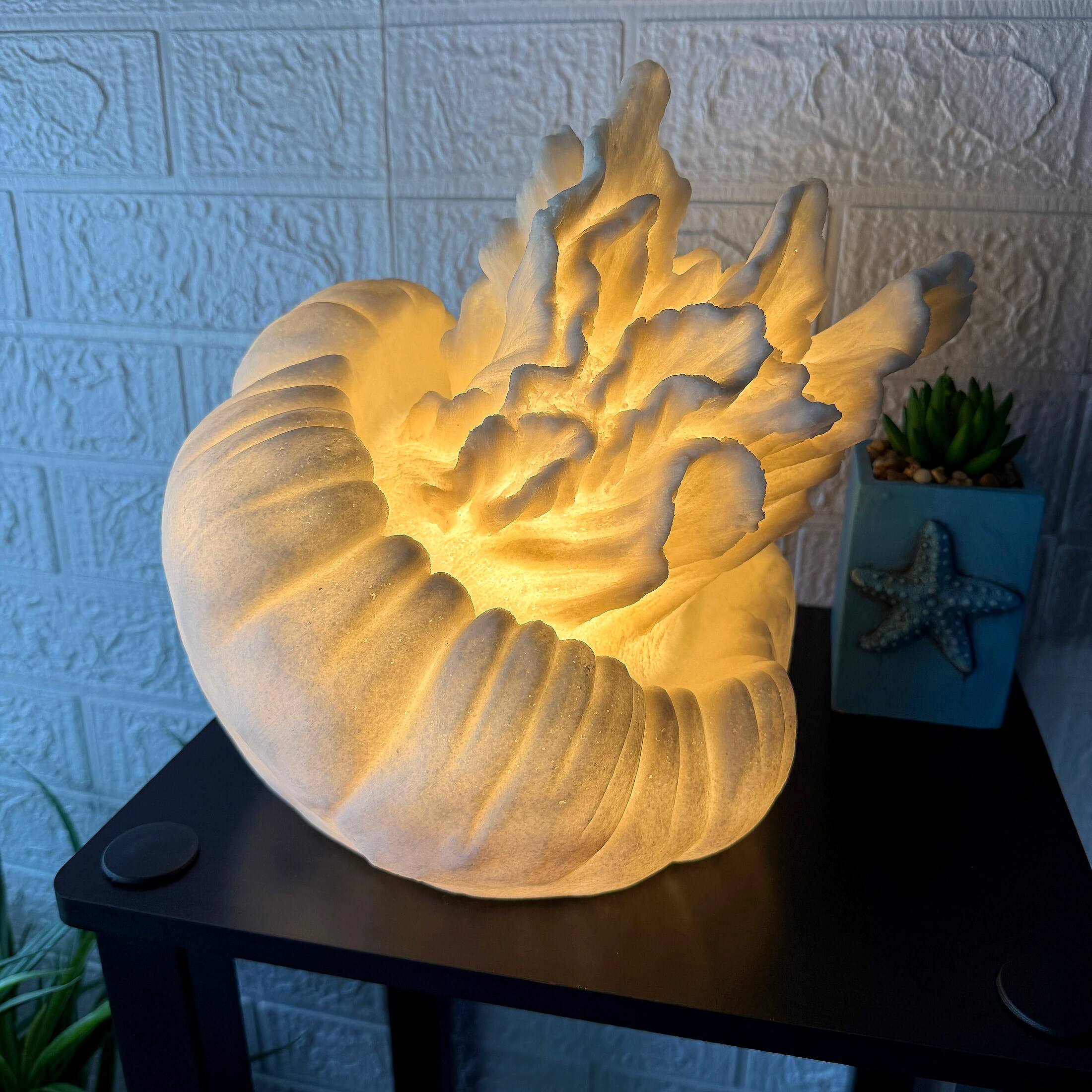 Alt View 3. Things2Die4 - Jellyfish Table Lamp Matte White Resin Coastal Accent Light 10 in Tall - White.