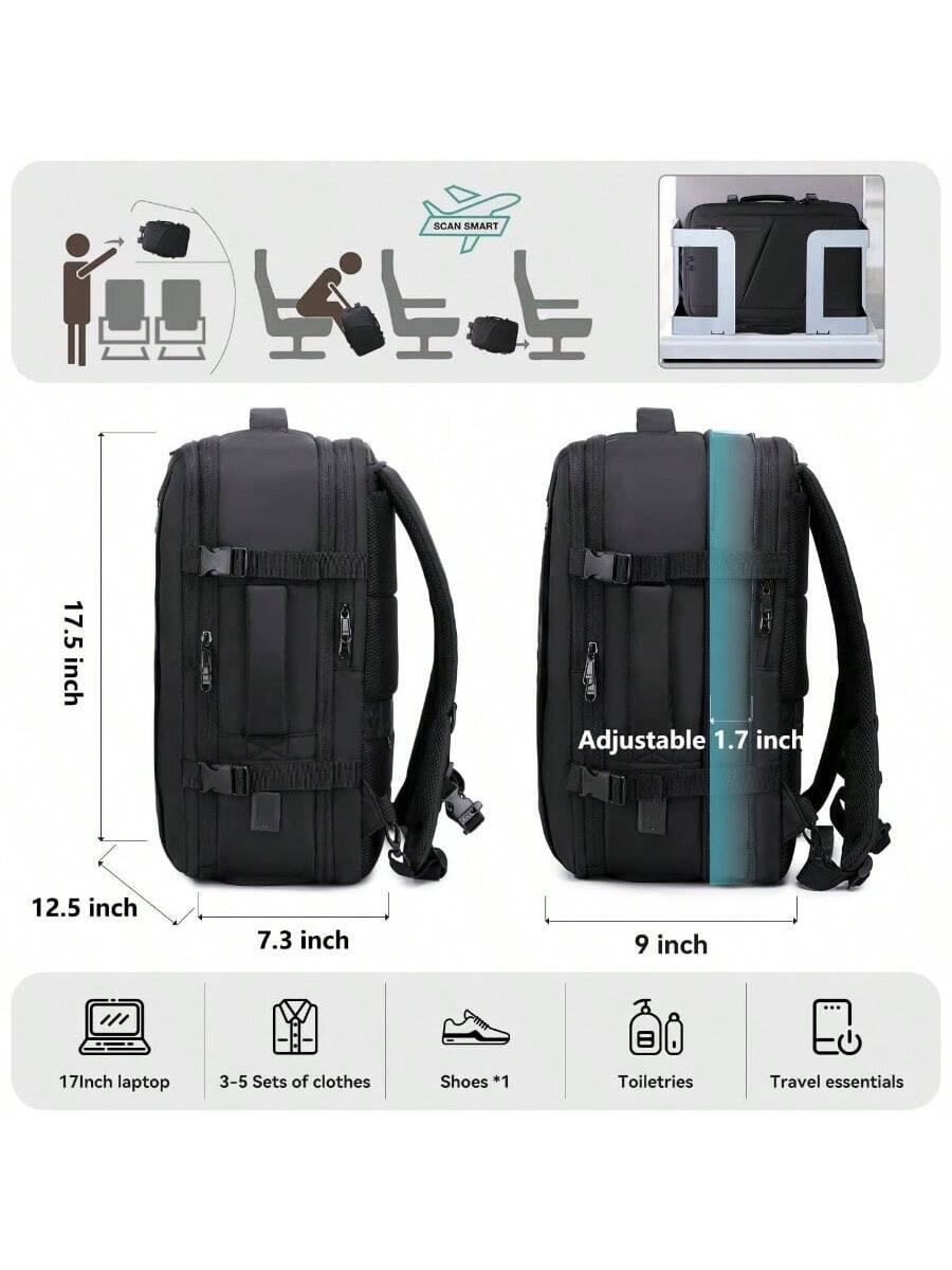 SCAN SMART

17.5 inch Adjustable 1.7 inch 12.5 inch 7.3 inch 9 inch 17 inch laptop 3-5 Sets of clothes Shoes *1 Toiletries Travel essentials