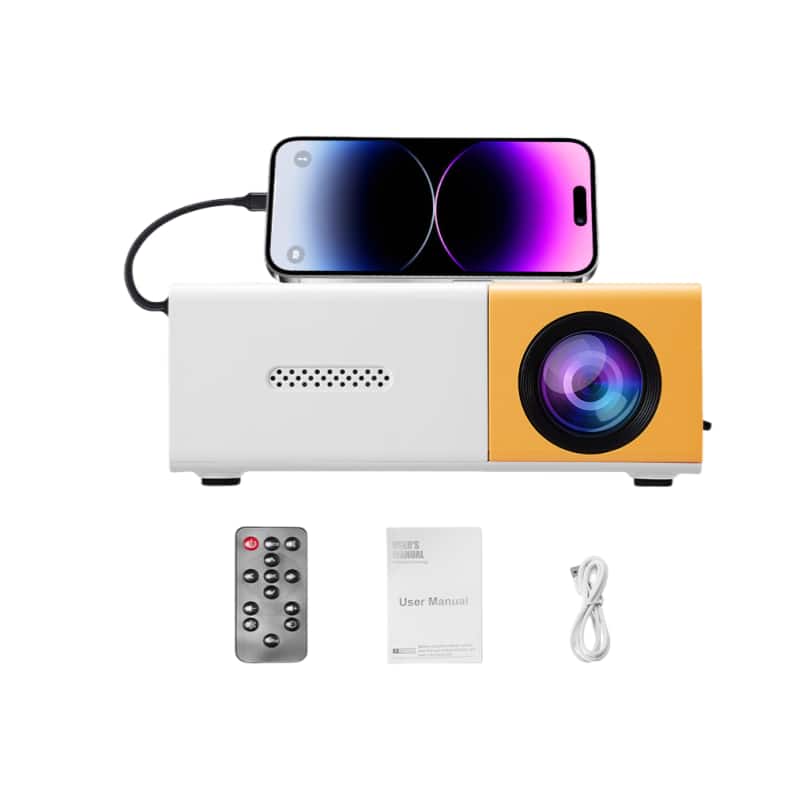 Cluzine - Mini Portable LED Projector Full HD Movie Home Theater with USB Audio