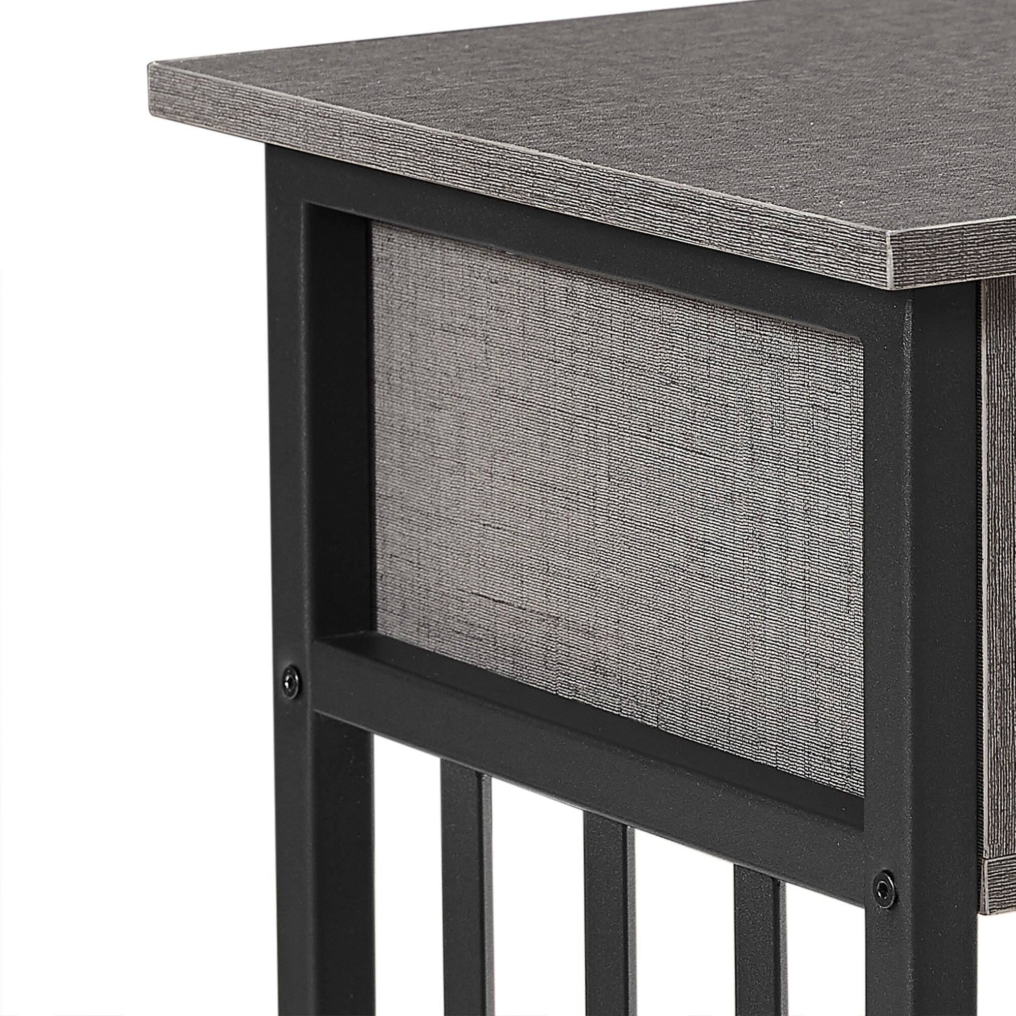 Left. Vecelo - Industrial Nightstand - Bedside Table with Drawer, Compact End Table with Adjustable Feet, Metal Frame Nightstand - Dark Grey.