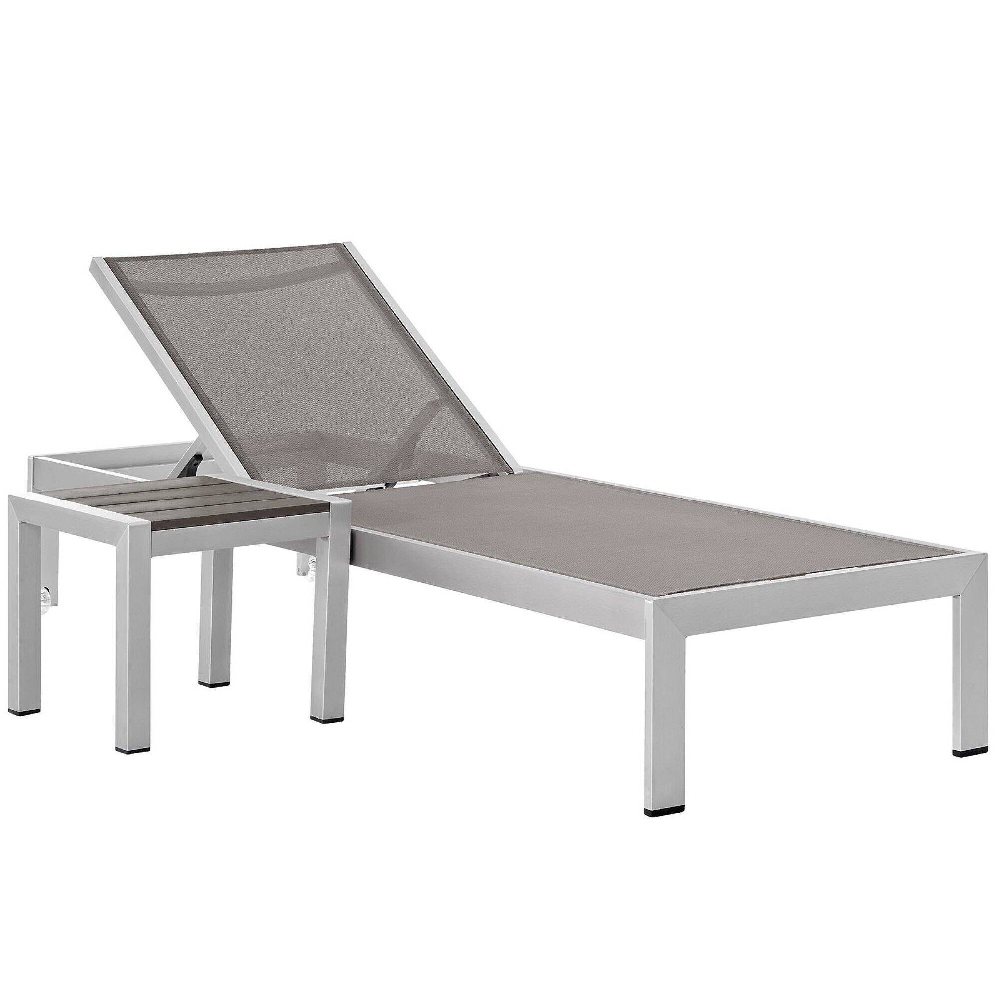 Angle. Modway - Shore 2 Piece Outdoor Patio Aluminum Set by Modway - Silver Gray.