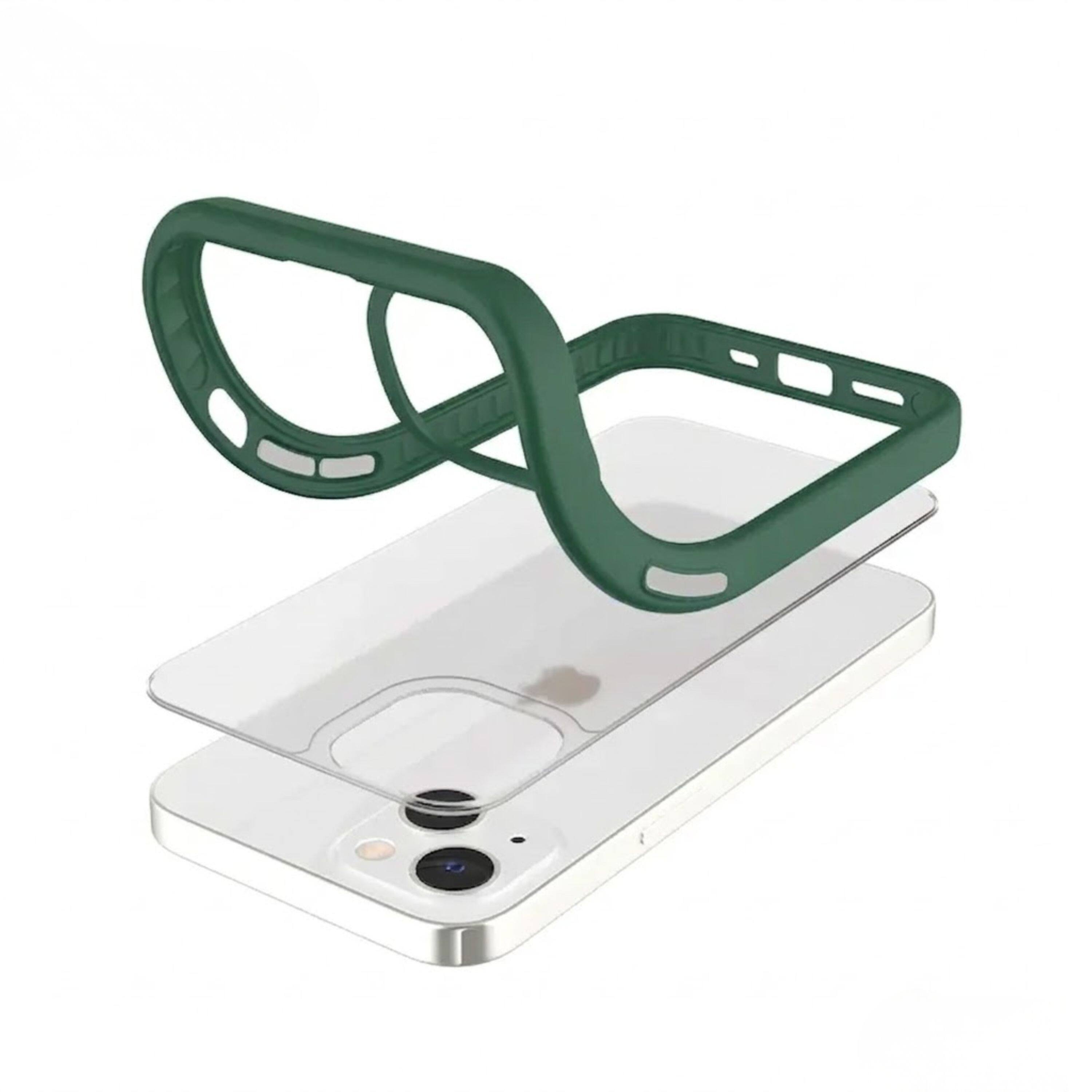 Angle. Kitcheniva - Dual Layer Phone Case With Hard PC Shell And Soft TPU Shock Absorbing Frame iPhone 13 Pro Max Green - Green.