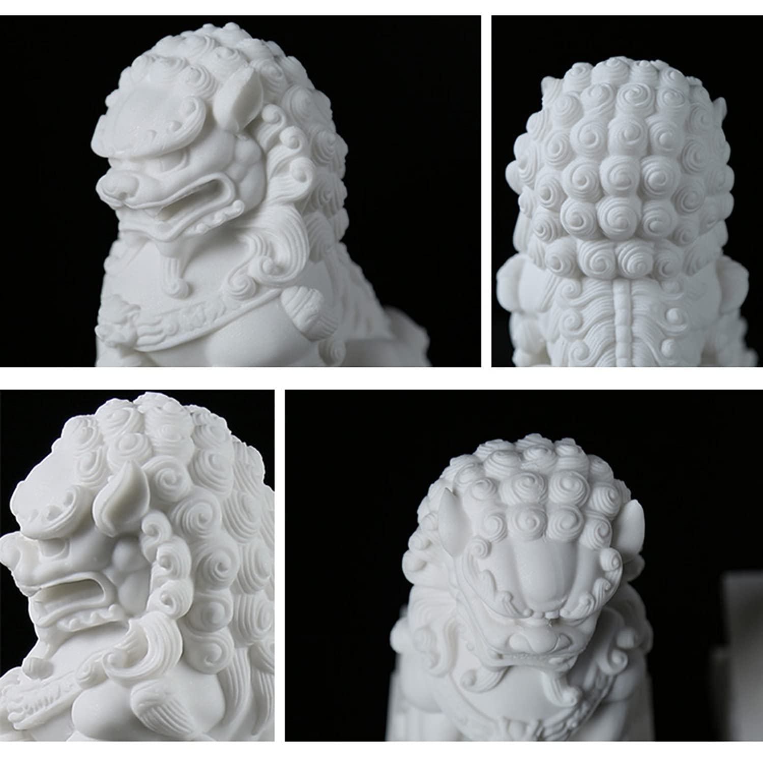 Alt View 3. Alchemy Casas - Large Dogs Statues Pair Marble Feng Shui Guardian Lion Home Outdoor Decor For Entrance Housewarming.