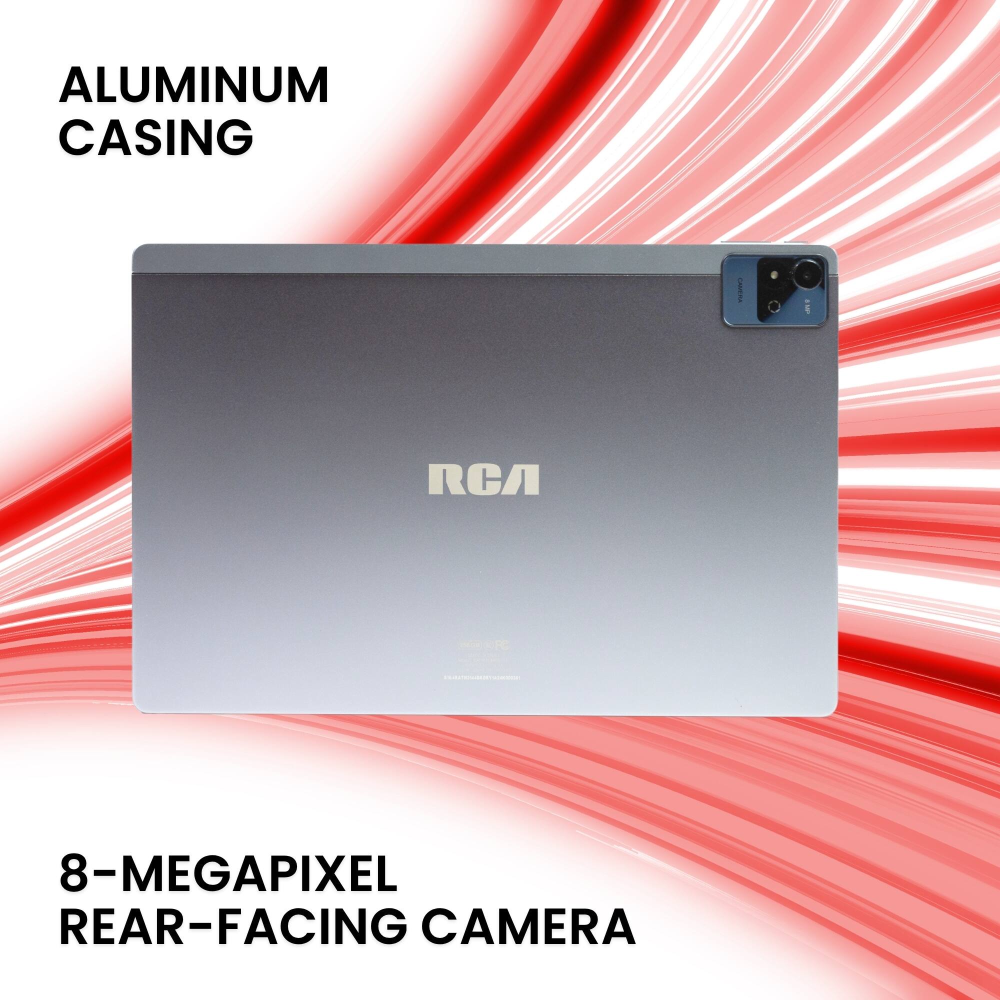 ALUMINUM CASING | RCA 8-MEGAPIXEL REAR-FACING CAMERA