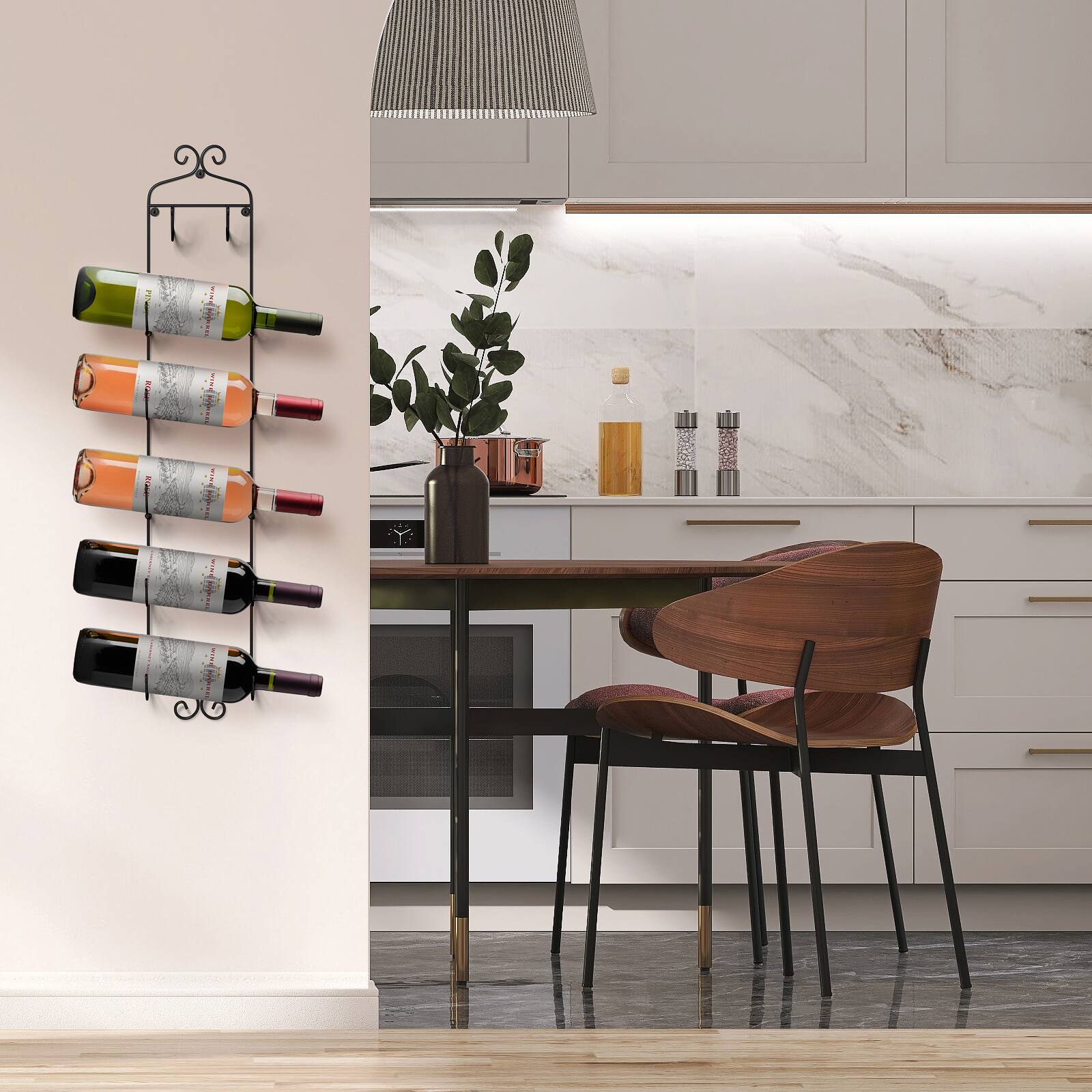 Alt View 3. Sorbus - Sorbus Wall-Mounted Metal Wine Rack, 6-Bottle - Black.