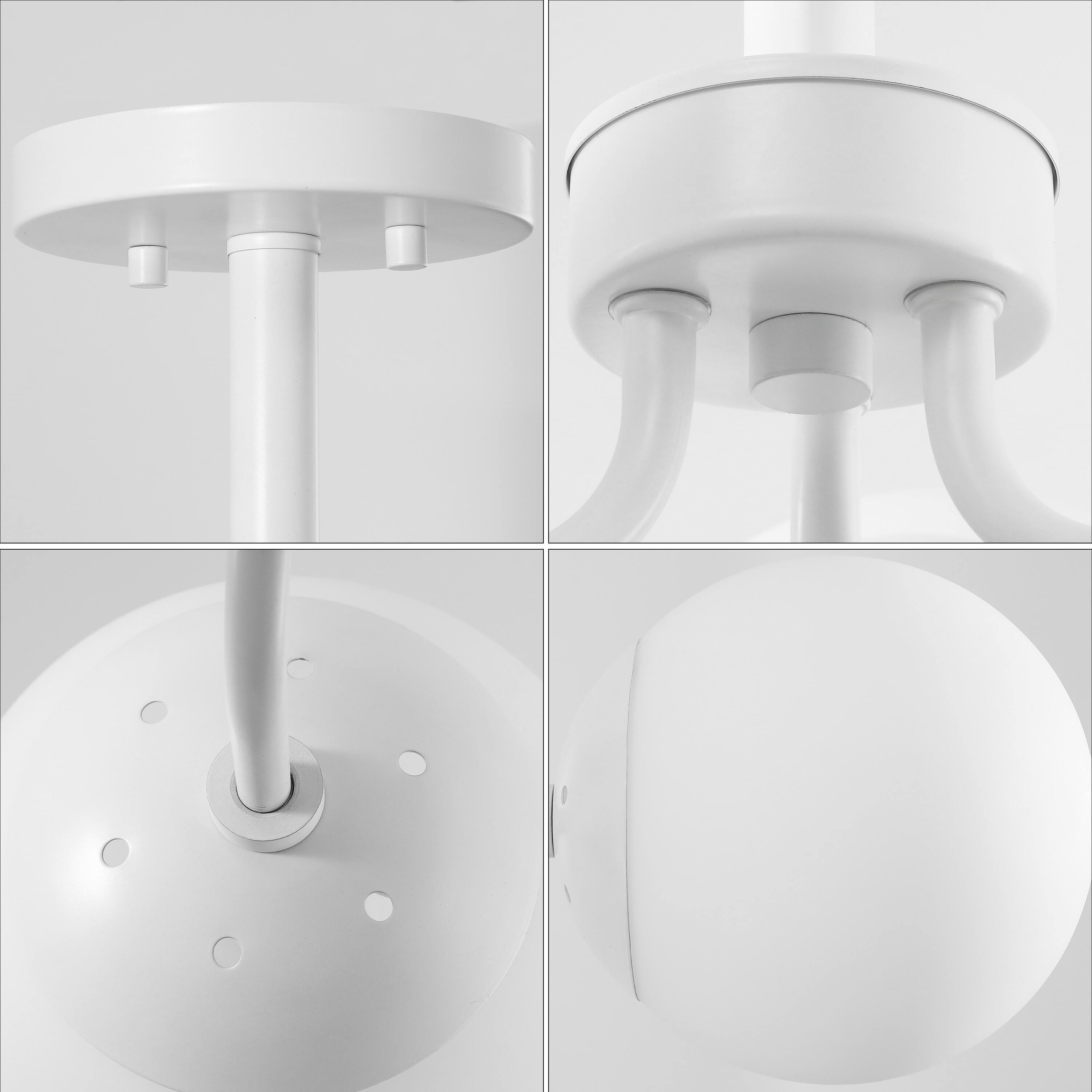 Alt View 4. Jonathan Y - Olivier 23.5" 3-Light Bohemian Farmhouse Iron/Frosted Glass LED Semi Flush Mount, White - White.