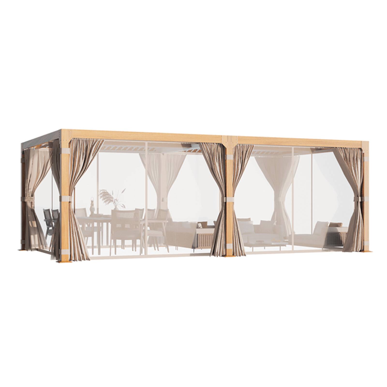 Alt View 5. U-HOMY - 12'x24' Louvered Pergola with Adjustable Roof – Outdoor Hardtop Gazebo for Decks, Gardens & Backyards - Wood.