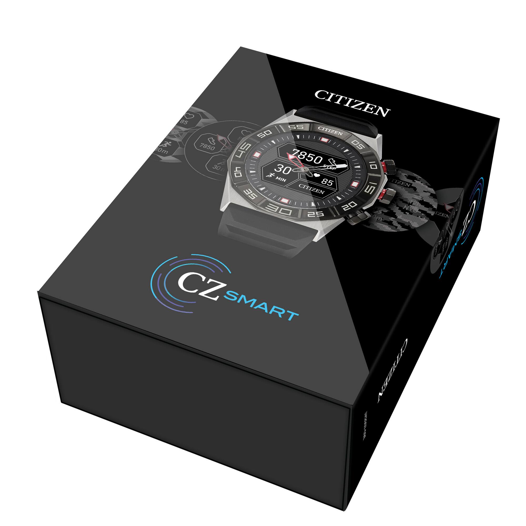 Alt View 4. Citizen - CZ Smart 44mm Unisex Stainless Hybrid Sport Smartwatch with Silicone Strap - Silver.