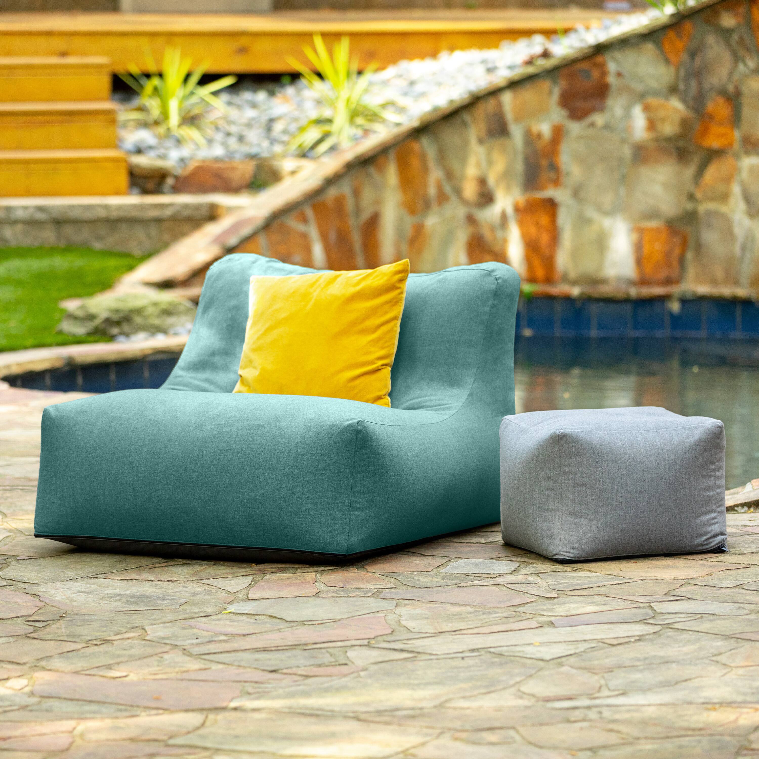 Angle. Jaxx - Coza Outdoor Chair - Large Bean Bag Lounge Chair for Poolside & Patio Lounging - Sunbrella, Breeze - Breeze.