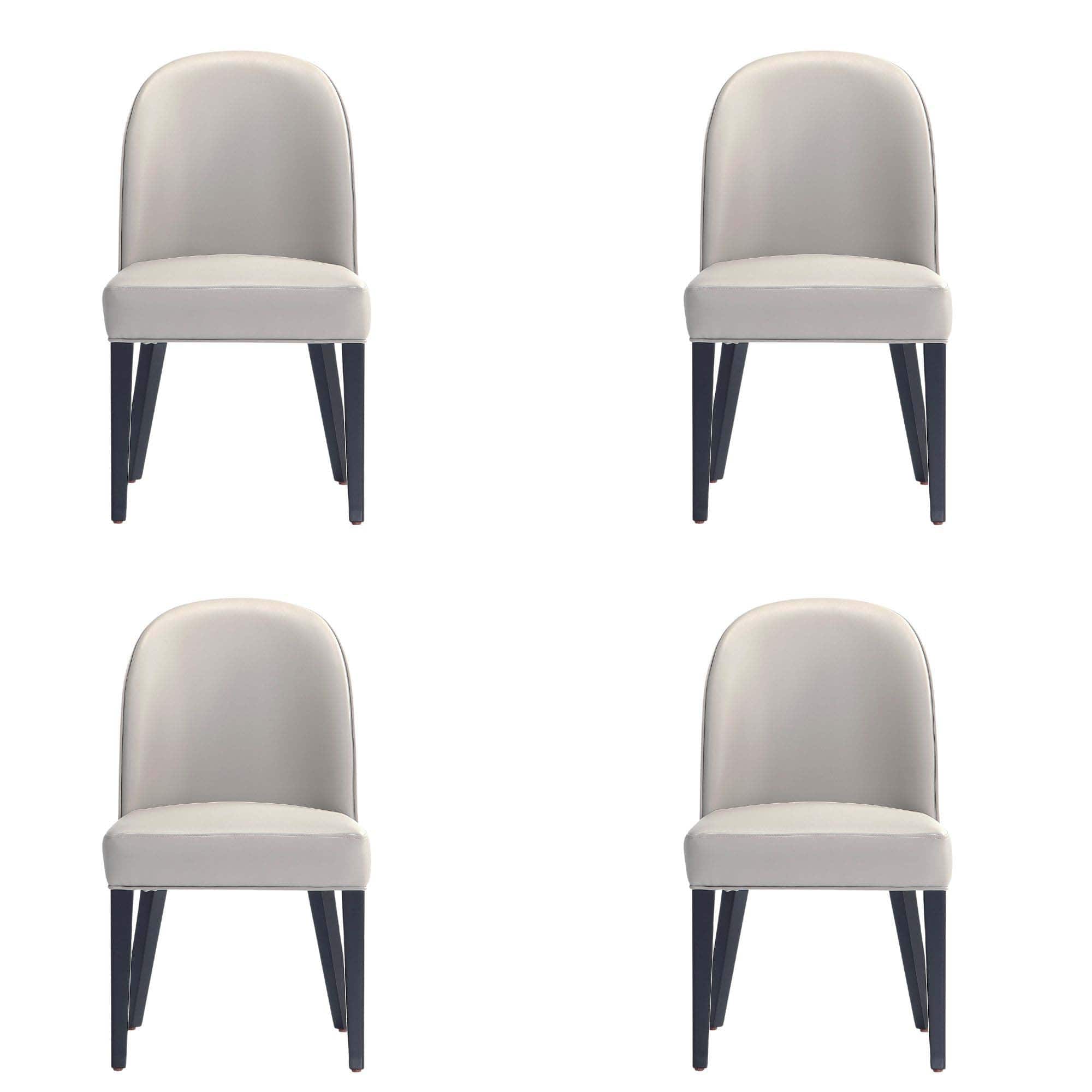 Manhattan Comfort - Hillman Modern Wood Upholstered Dining Chair - Set of 4 - Light Gray