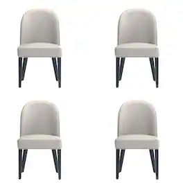 Manhattan Comfort - Hillman Modern Wood Upholstered Dining Chair - Set of 4 - Light Gray